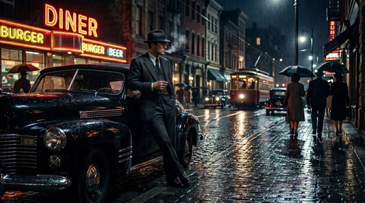 Rainy City Noir Wall Mural