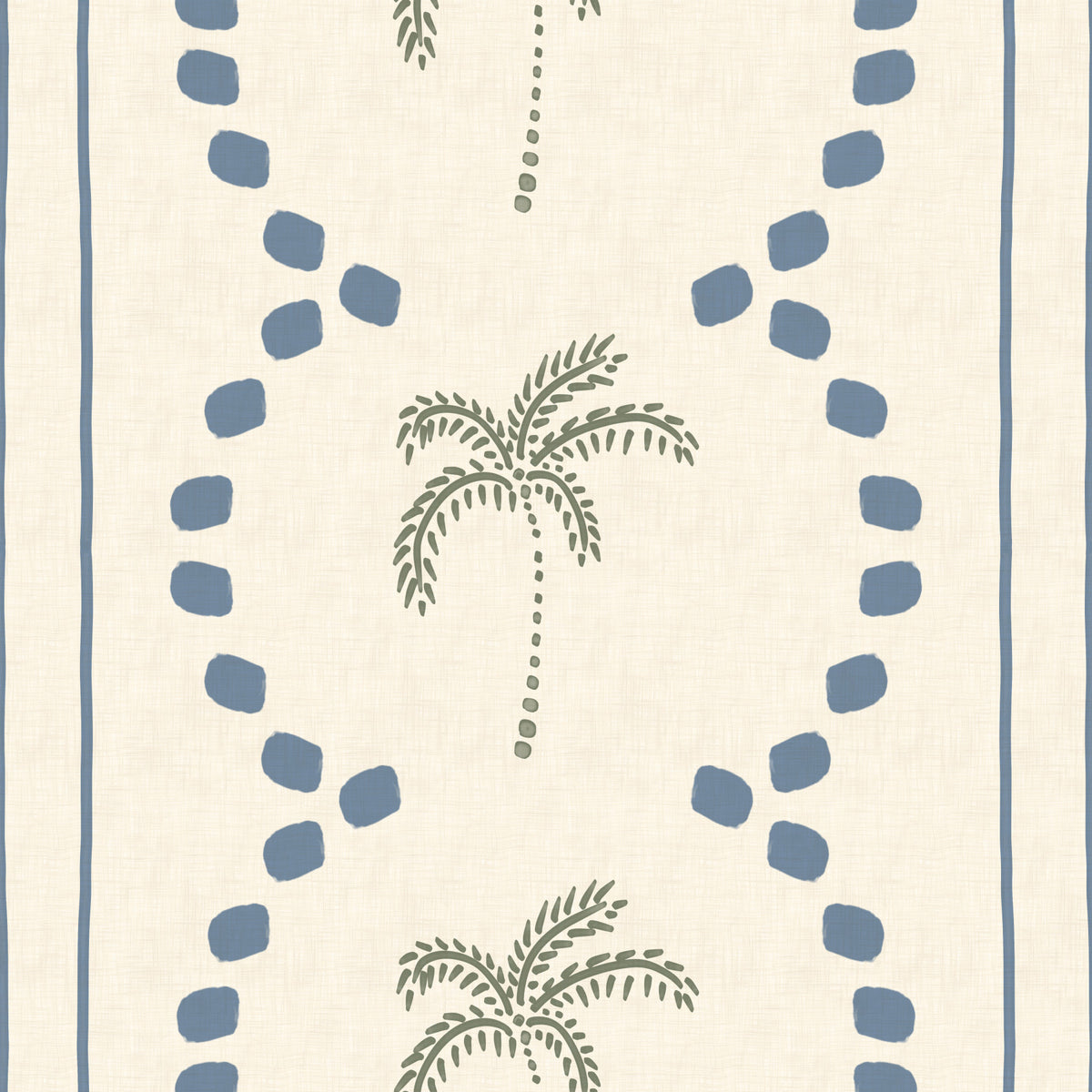 Tropical Palm Deco Stripes Slate Blue Wallpaper⁠