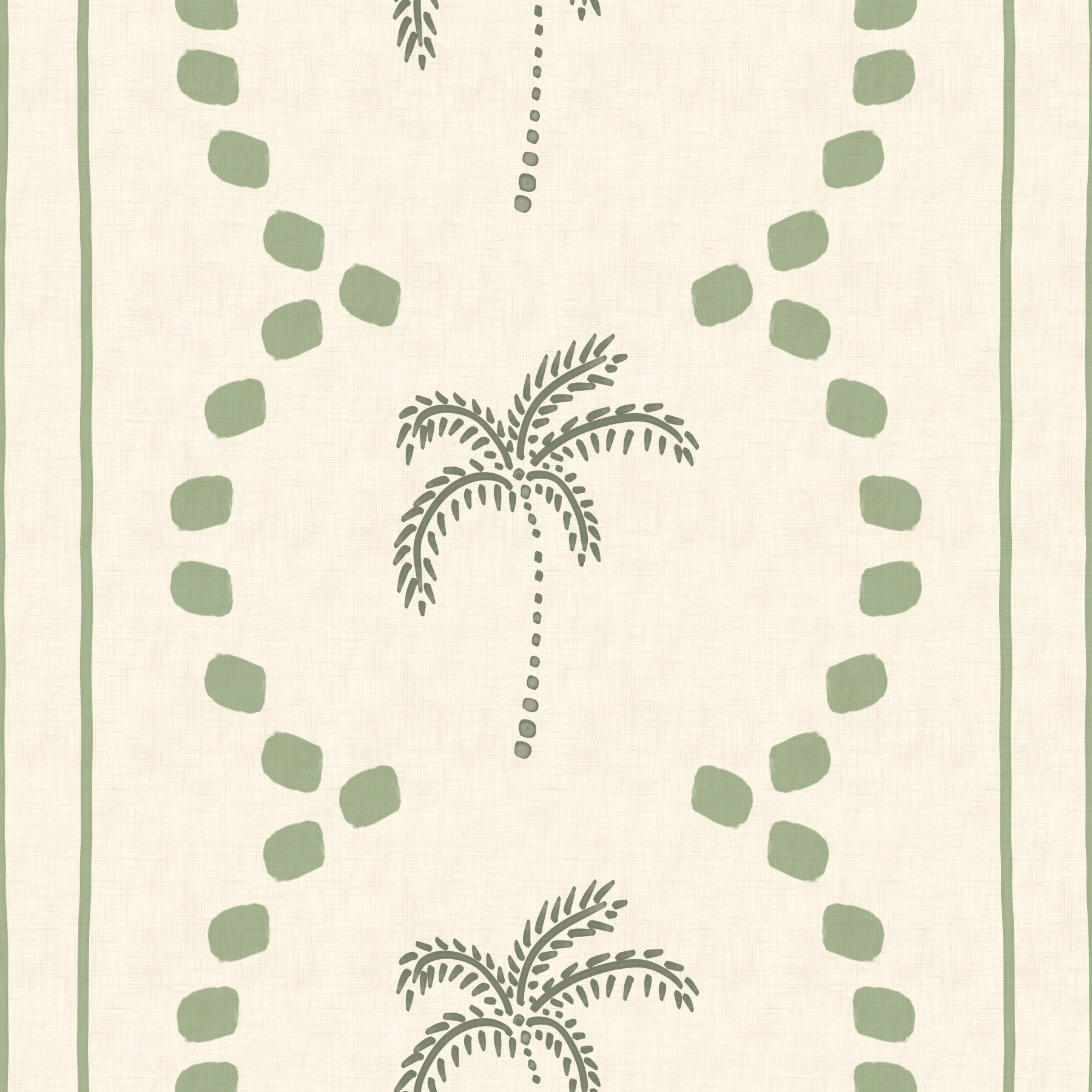 Dining room styled nicely with Tropical Palm Deco Stripes Green Wallpaper