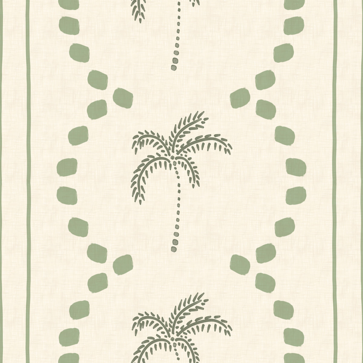 Tropical Palm Deco Stripes Costal Green Wallpaper⁠ in your room