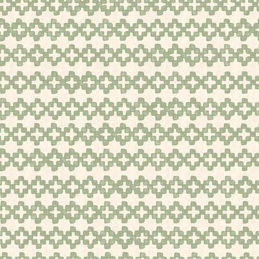 Zellige Cross Ornament Coastal Green Wallpaper⁠
