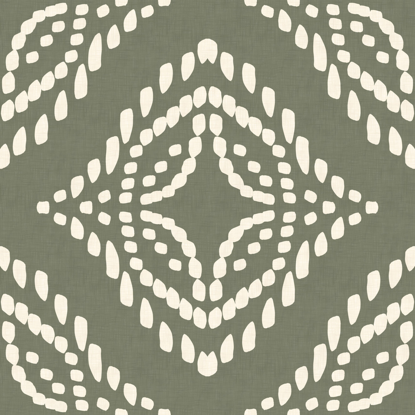 Block Print Ornament Palm Green Canvas Wallpaper⁠