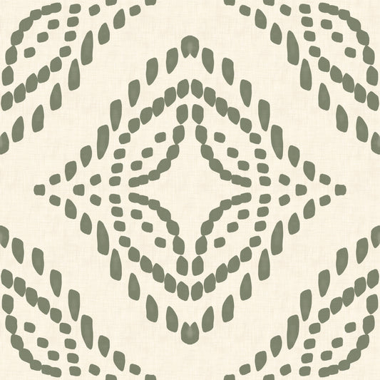 Block Print Ornament Palm Green Wallpaper⁠