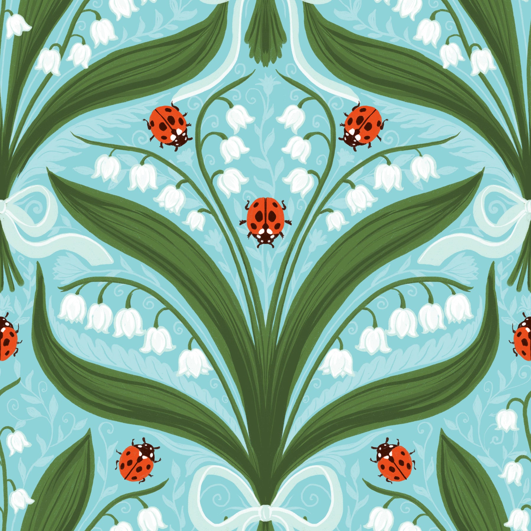 Lily of the valley wallpaper lifting a calm bedroom with fresh botanical colour