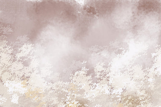 Gentle Leaf Veil Misty white meadow Wall Mural
