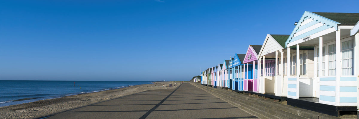 Colorful Beach Hut Serenity Wall Mural in your room — zoomed