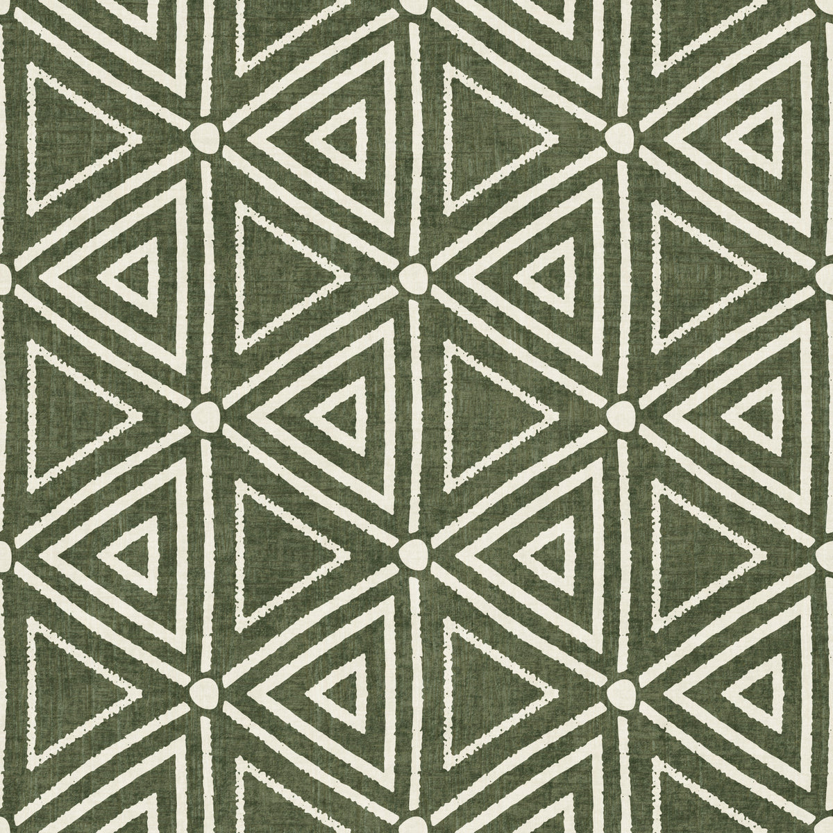 Textured Mudcloth Geometric Triangles Boho Moss Green Wallpaper⁠ in your room — zoomed