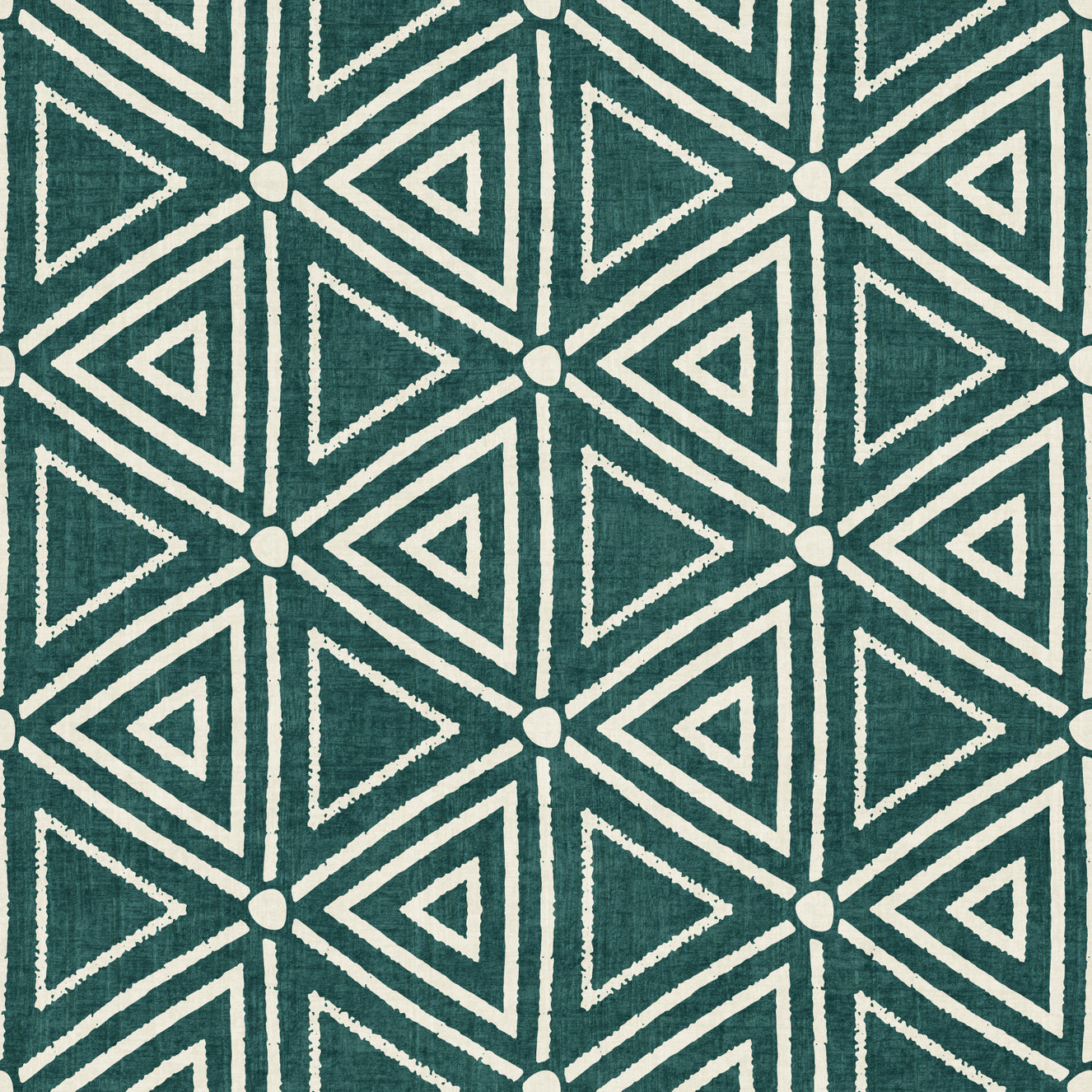 Textured Mudcloth Geometric Triangles Boho Deep Teal Wallpaper⁠