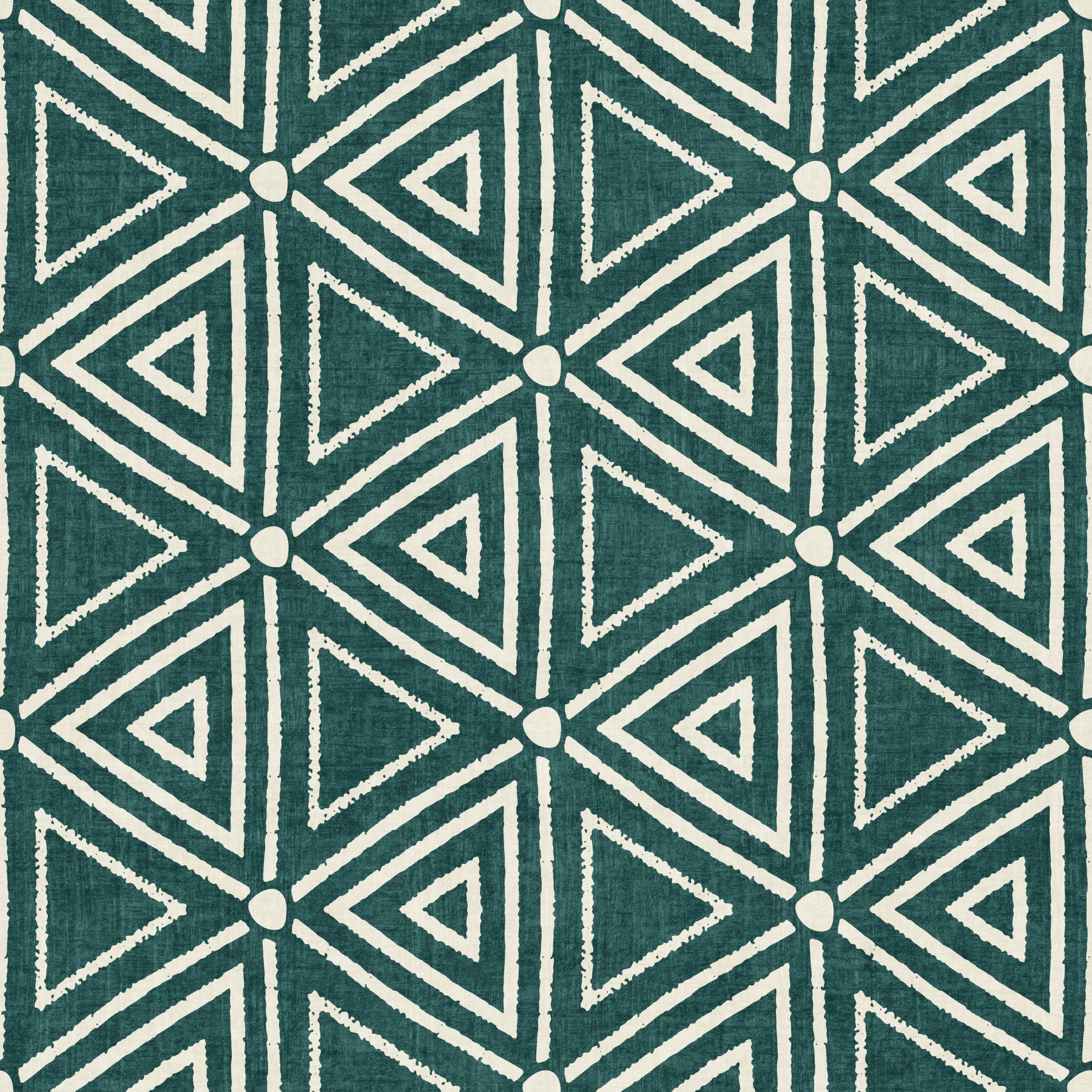 Textured Mudcloth Geometric Triangles Boho Deep Teal Wallpaper⁠