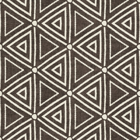Textured Mudcloth Geometric Triangles Boho Dark Umber Brown  Wallpaper⁠