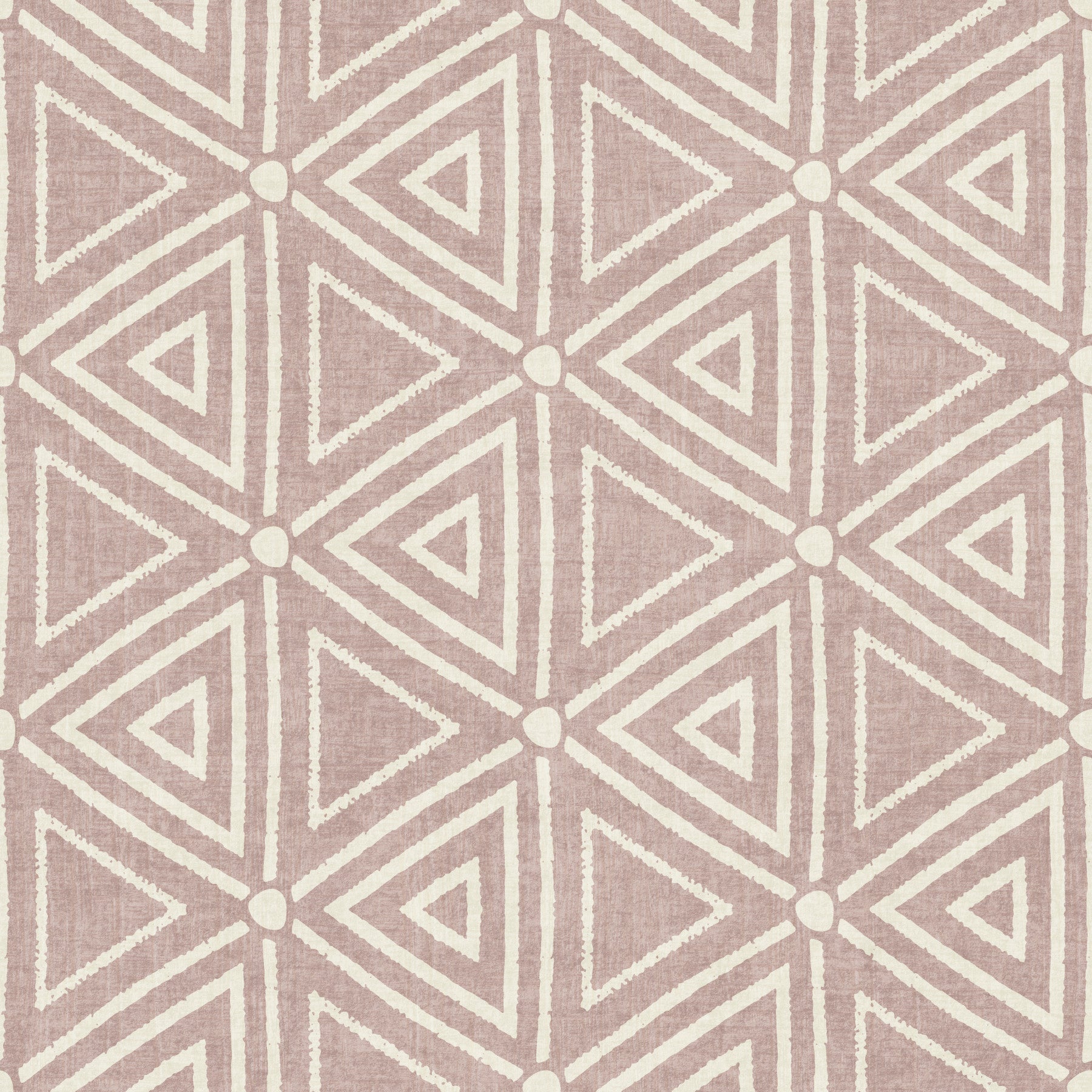 Dusty rose boho mudcloth wallpaper warming a calm dining room scheme