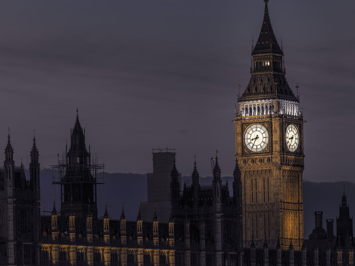 Twilight Over Big Ben Wall Mural in your room — zoomed