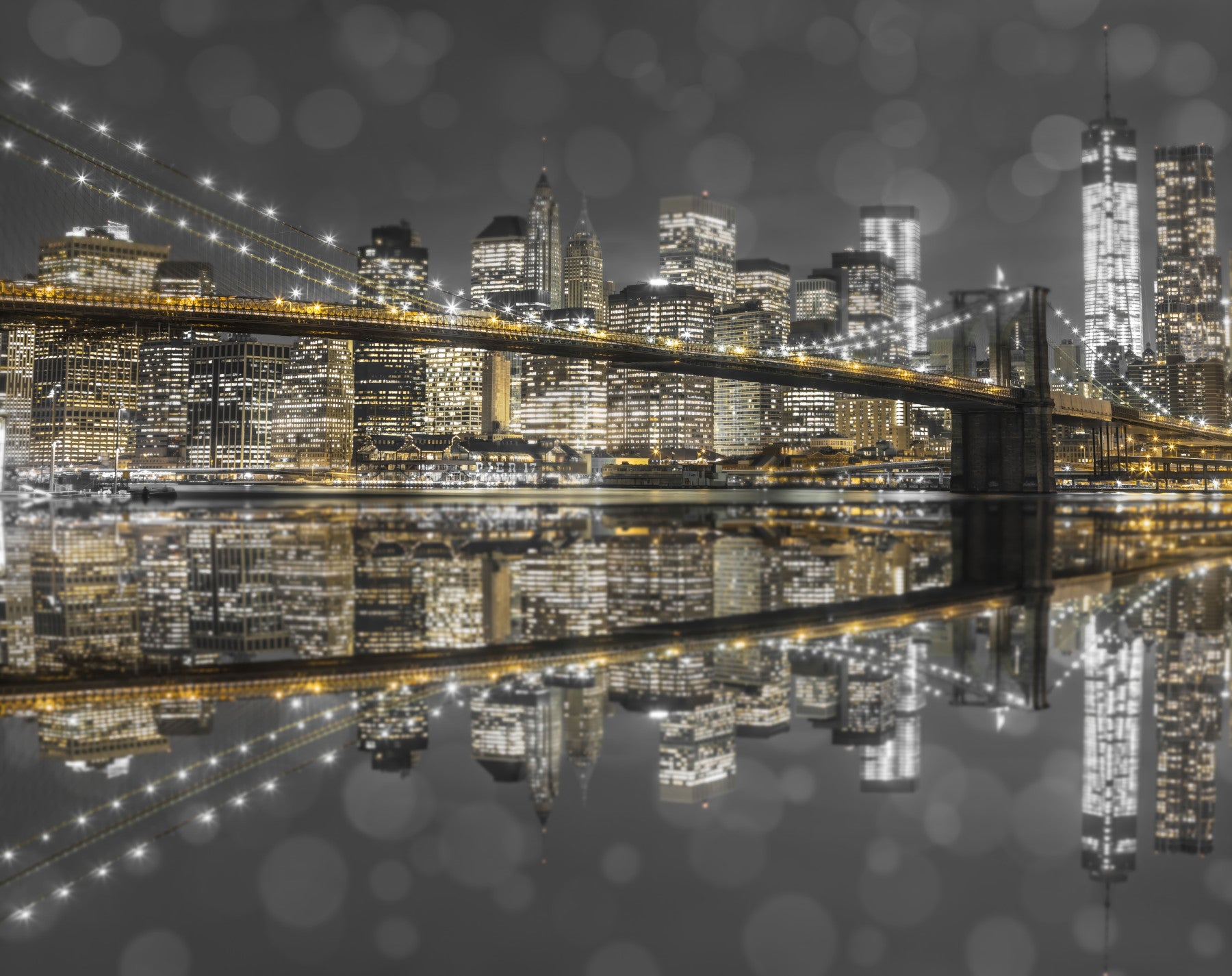 City of Gold & Gray: NYC Nightscape Wall Mural