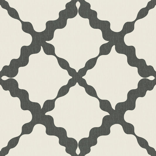 Textured Lattice Trellis Geometric Grey Minimalist Modern Wallpaper⁠