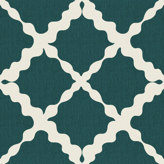 Textured Lattice Trellis Geometric Deep Teal Minimalist Modern  Wallpaper⁠