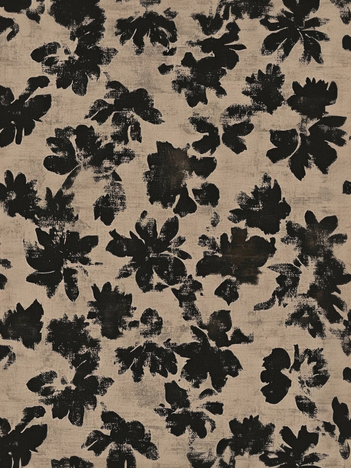 Distressed Floral Silhouette Wall Mural in your room — zoomed