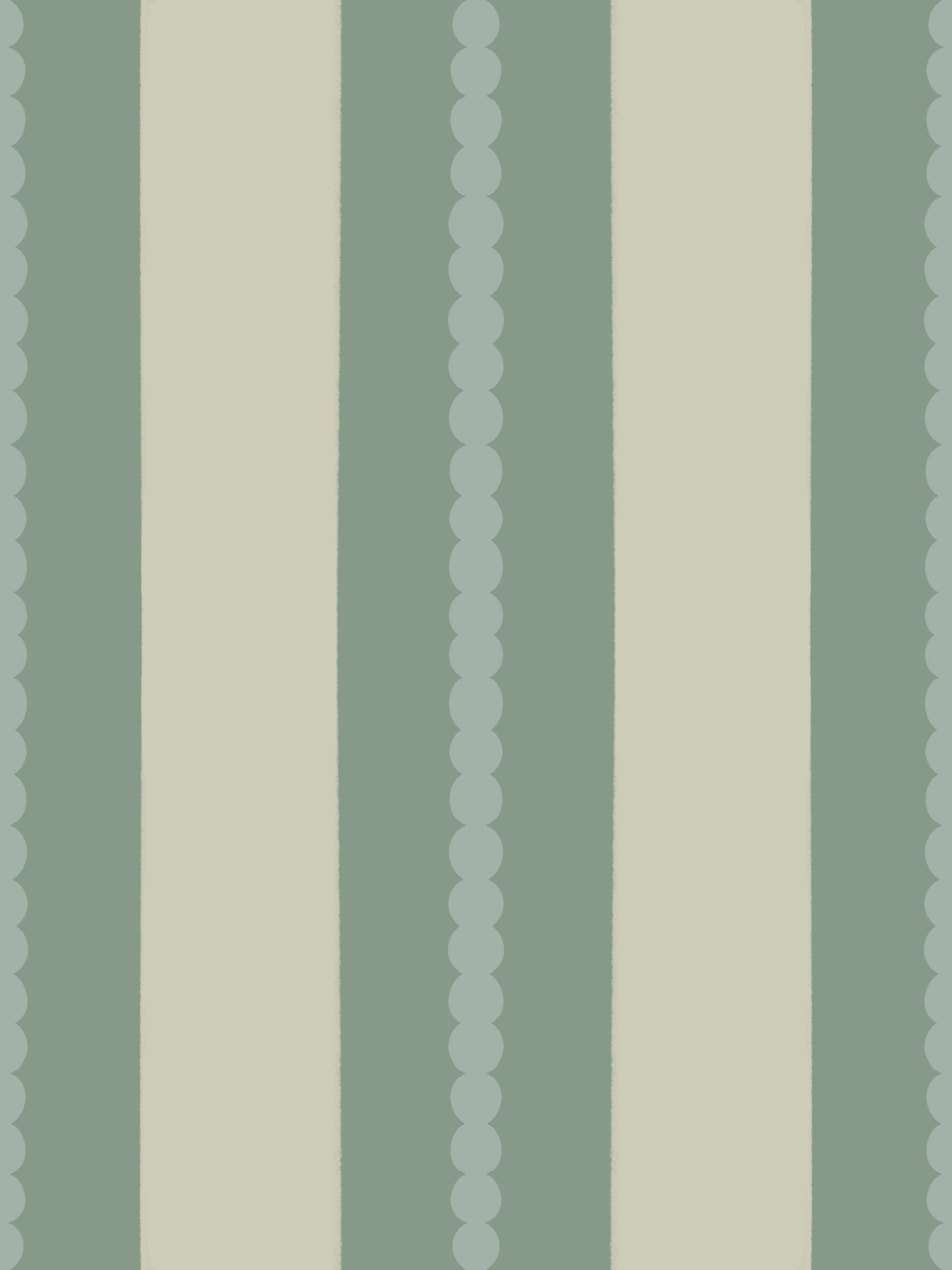 A Living room showing the Soft Sage and Beige Stripes Wallpaper pattern.