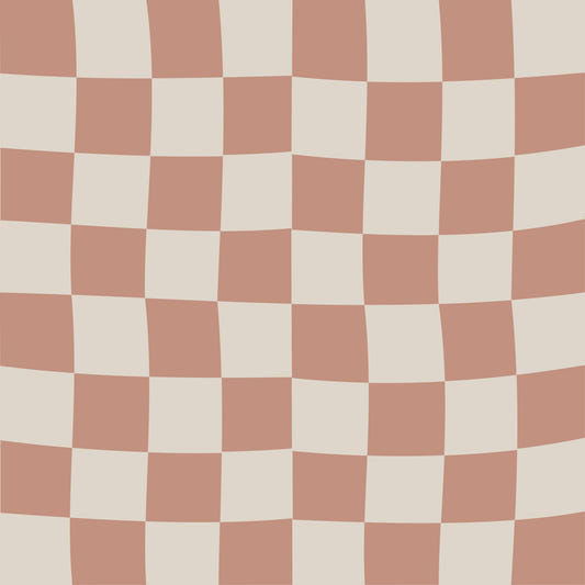 Peach & Cream Checker Waves Wallpaper⁠