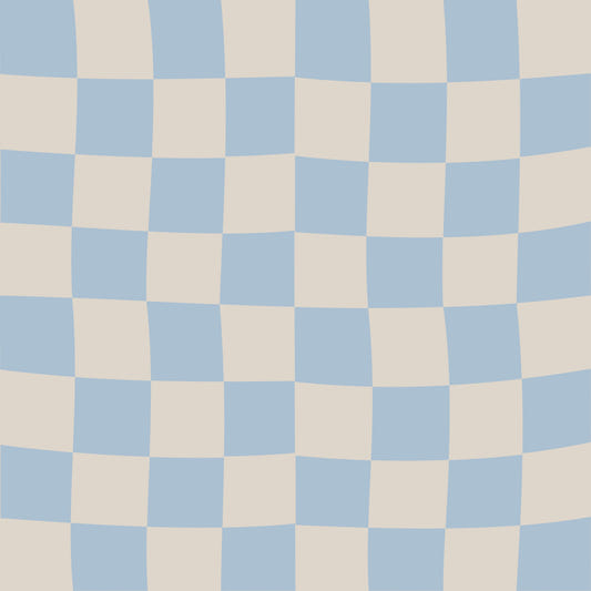 Azure & Beige Check Wave Wallpaper⁠