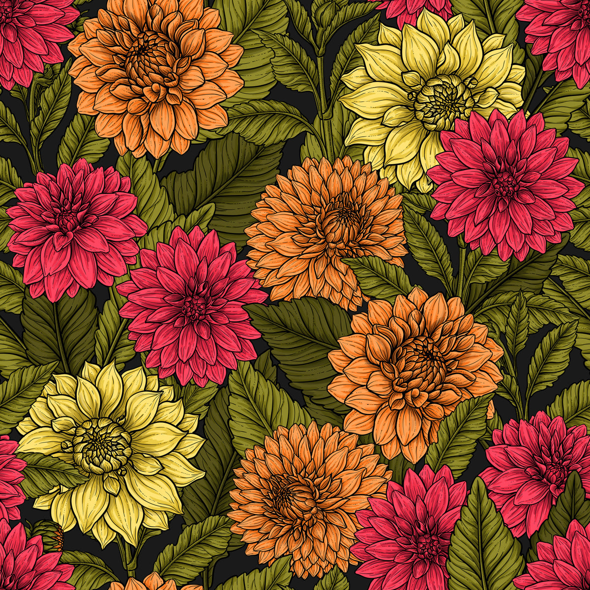 Dahlia garden Wallpaper⁠