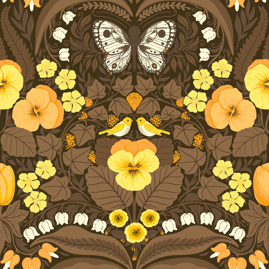 Dollhouse garden, pansies, birds and butterflies 4 Wallpaper⁠