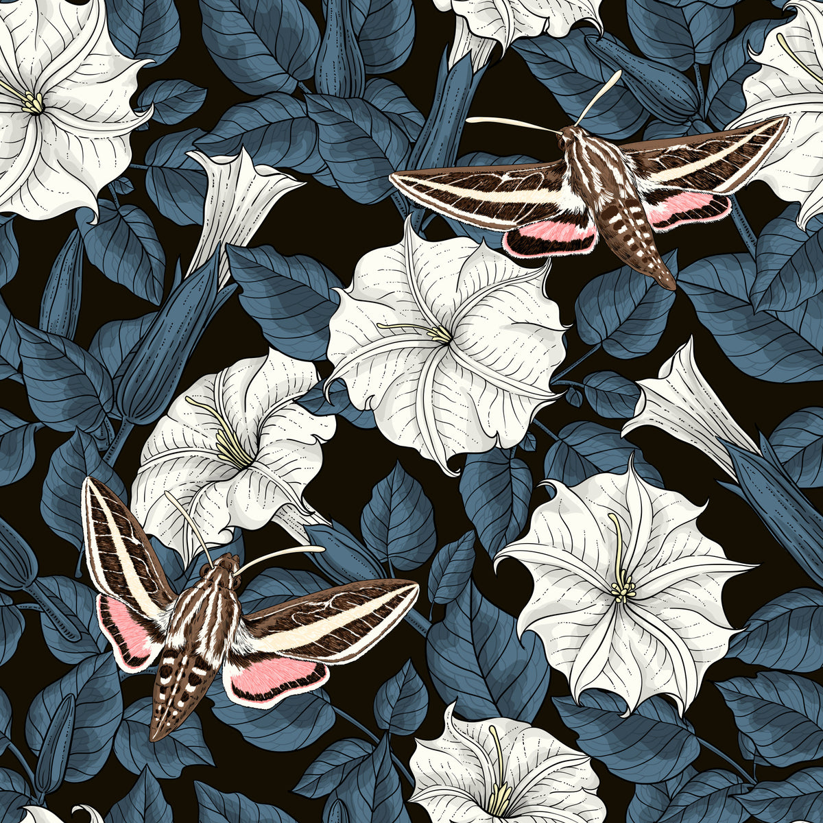 Moonflowers and sphinx moths 2 Wallpaper⁠ in your room