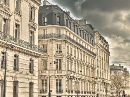Parisian Facades & Dramatic Skies Wall Mural