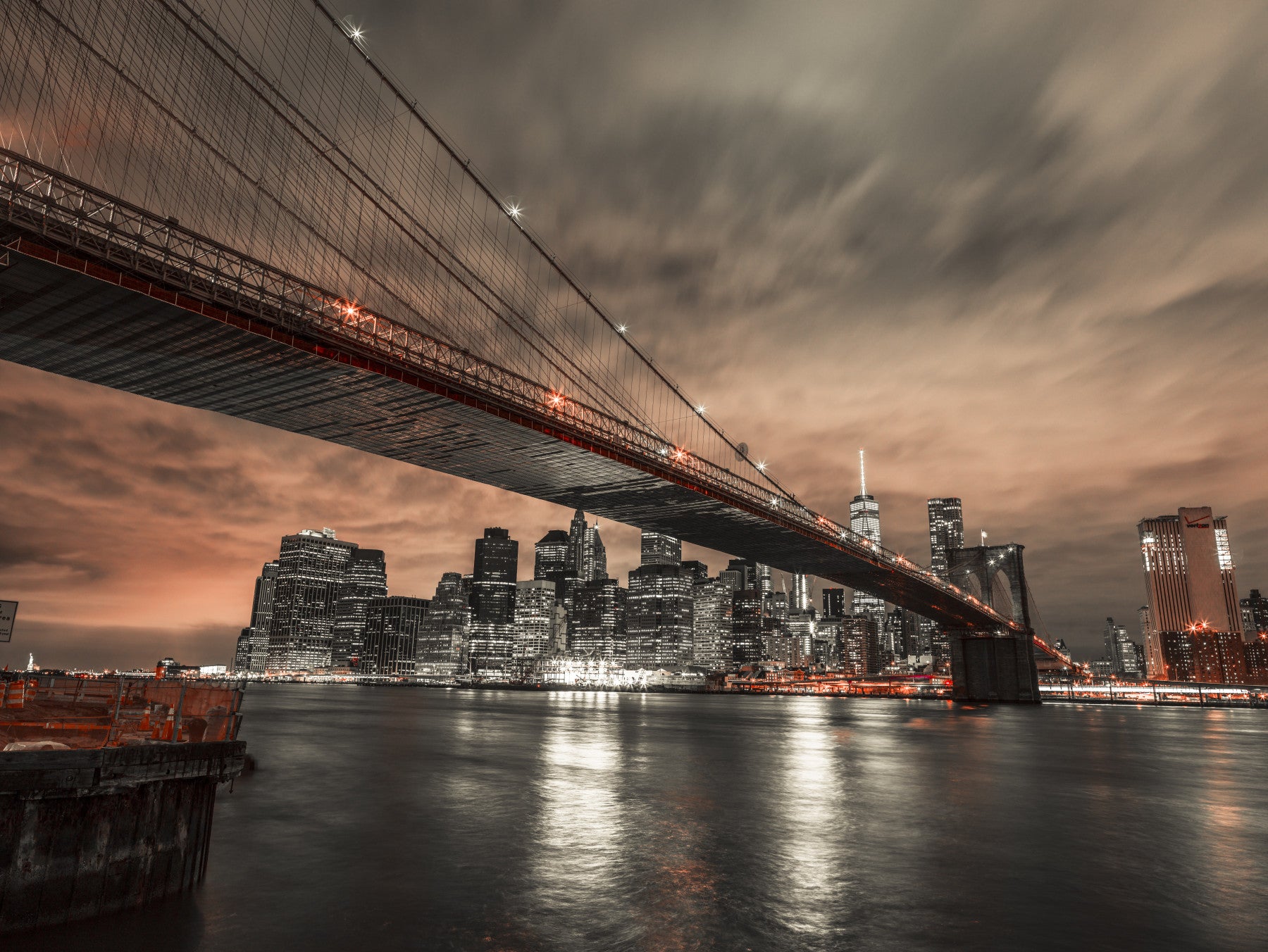 Iconic Bridge, Fiery Cityscape Wall Mural