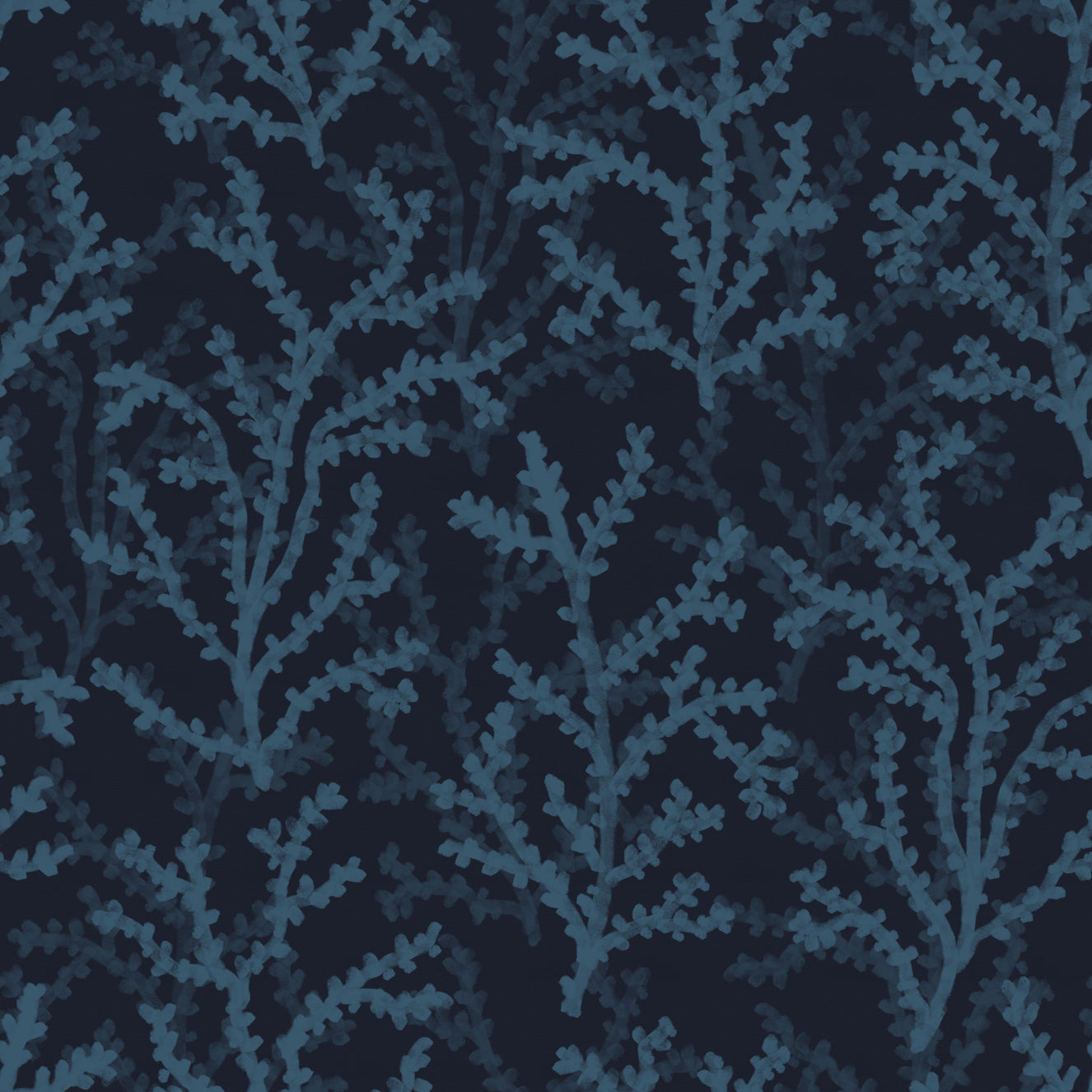 Painted Coraline Indian Teal Dark Wallpaper⁠