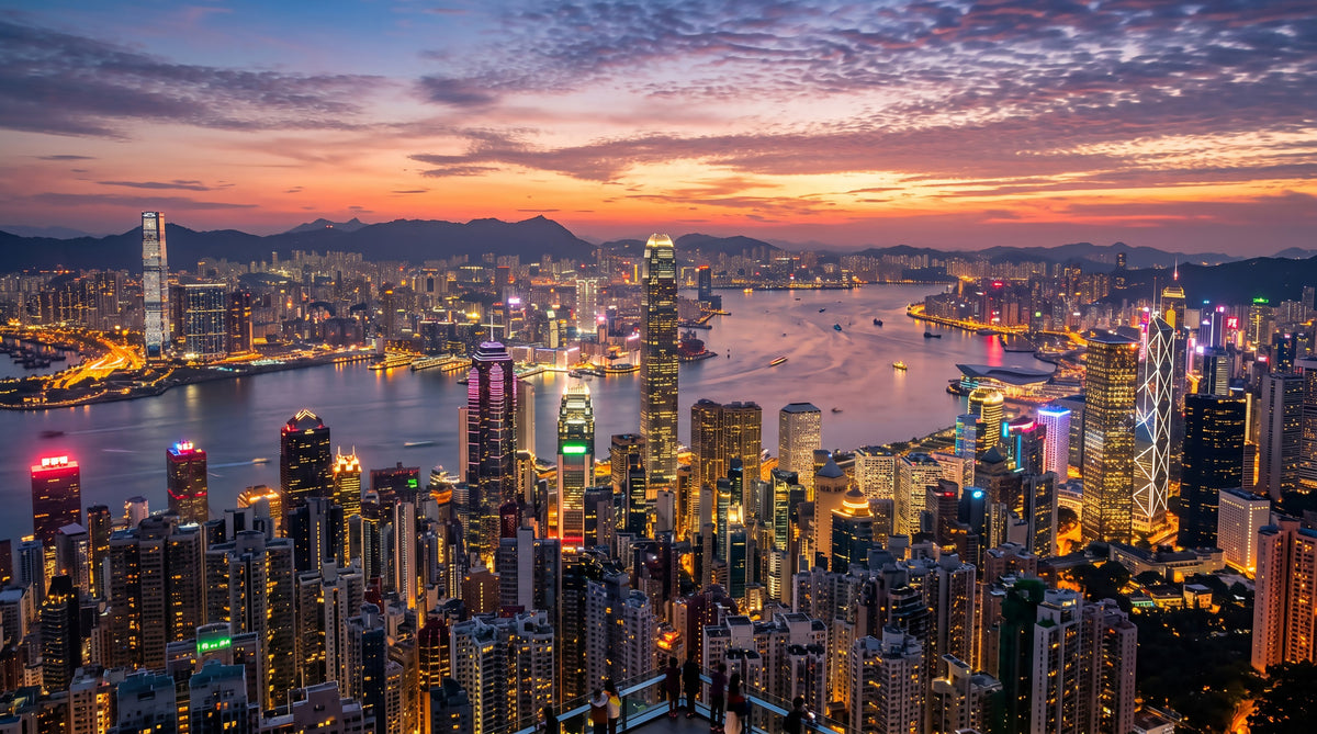 Victoria Harbour Twilight Wall Mural in your room — zoomed