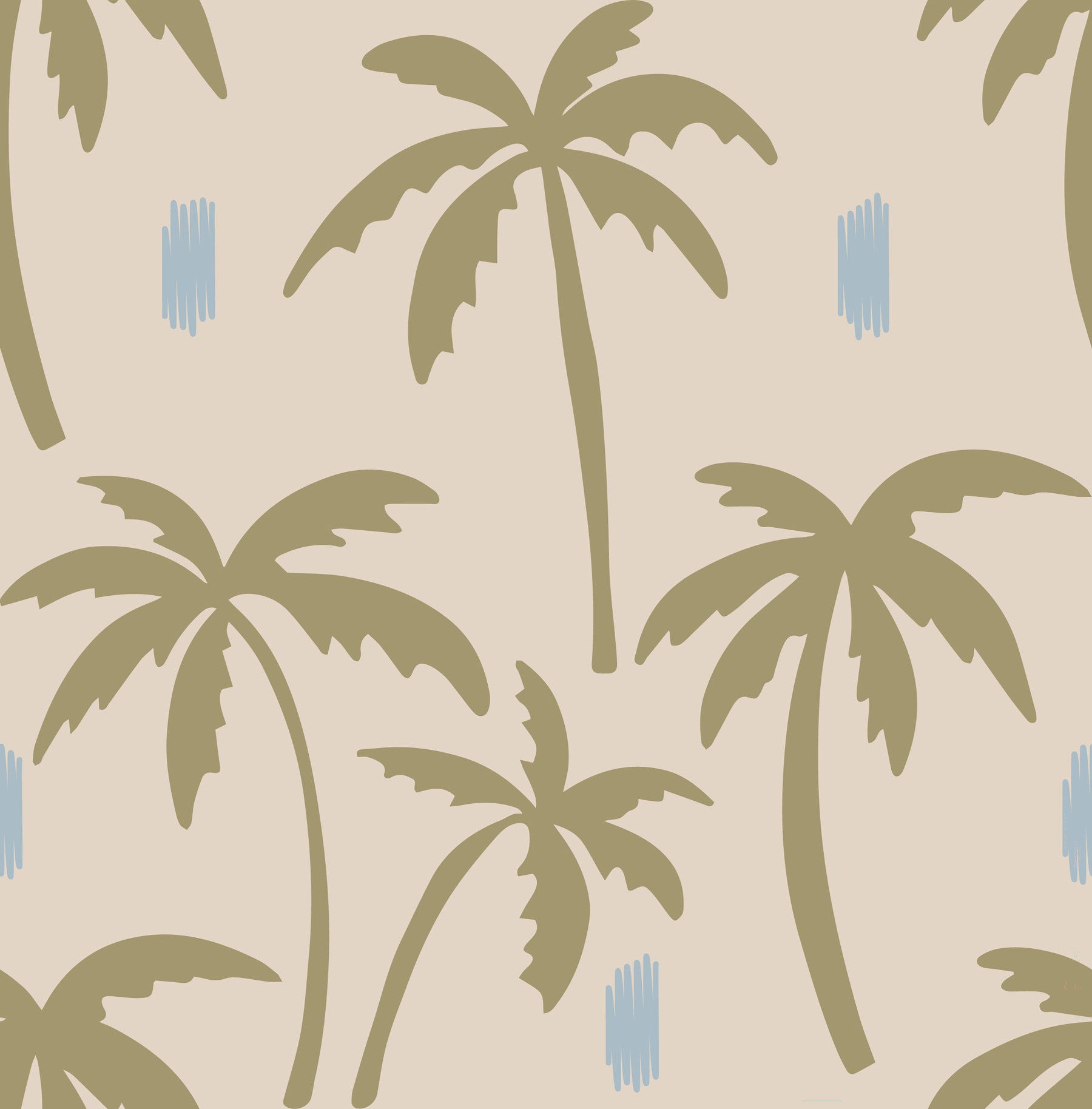 Dining room with Olive Green Palm Tree wallpaper and large tropical silhouettes