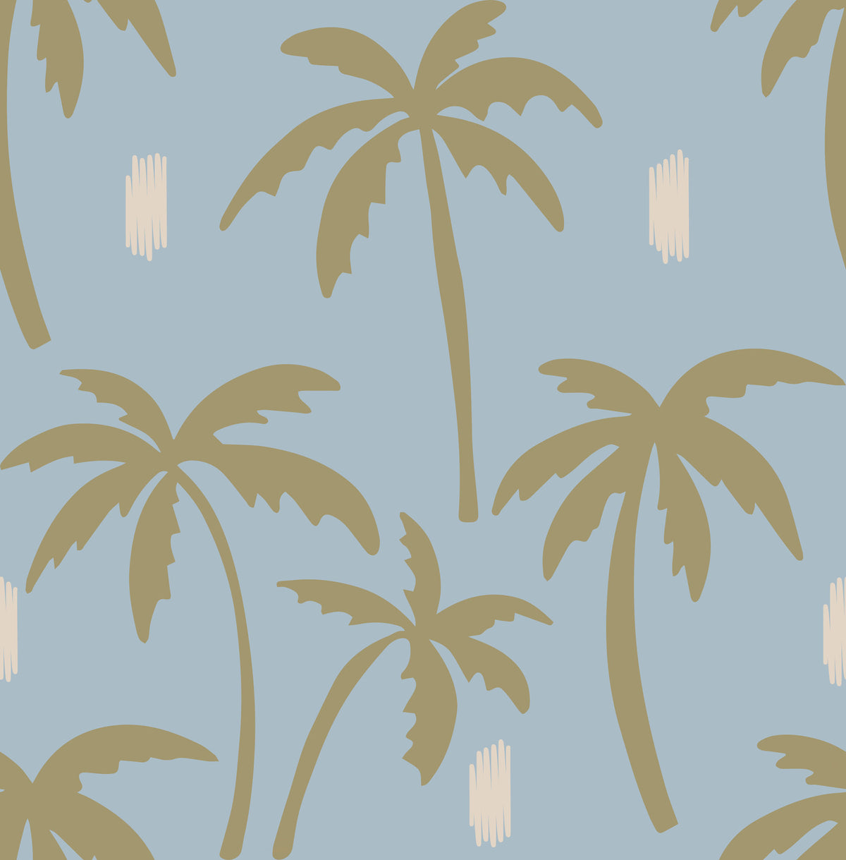 Soft Blue Palm Tree Wallpaper Boho Coastal Wallpaper⁠ in your room — zoomed
