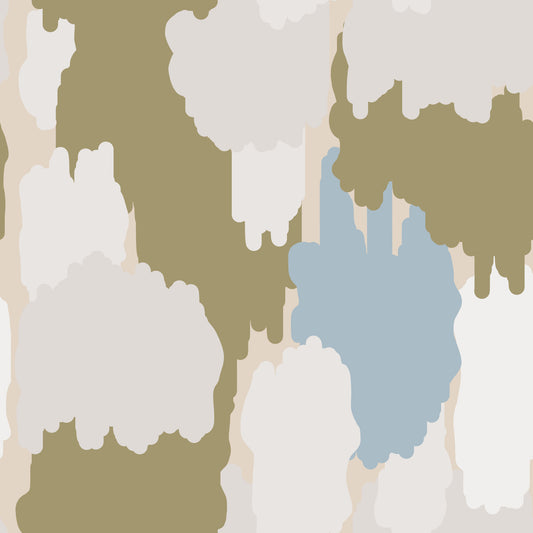 Olive Green Abstract Wallpaper Boho Coastal Wallpaper⁠