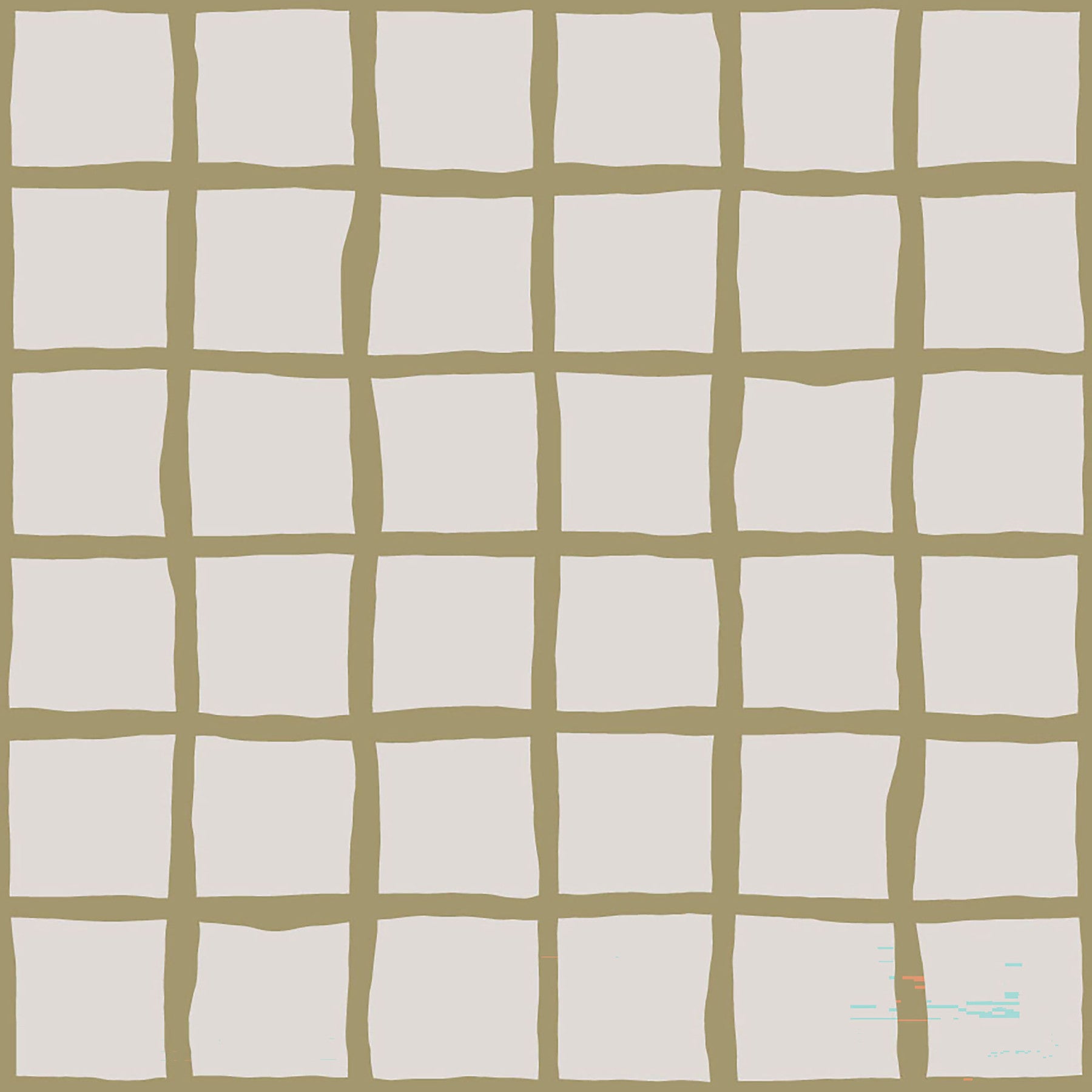 Living room wallpaper featuring Olive Grid pattern and casual square layout