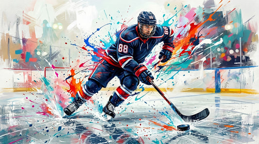 Brushstroke Blitz: Hockey Action Wall Mural
