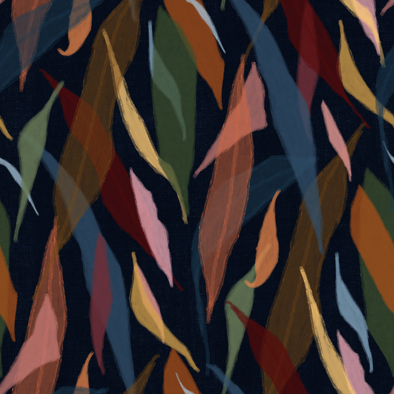 Tropical Painted Foliage Dark Wallpaper⁠