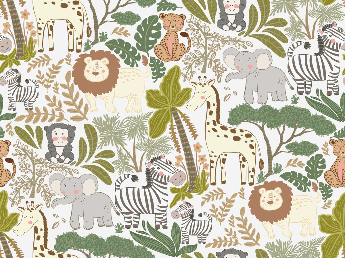 Safari Friends' Playful Jungle Wallpaper⁠ in your room