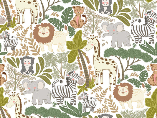 Playful Jungle Pals Wallpaper⁠