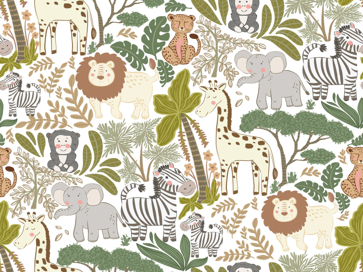 Playful Jungle Pals Wallpaper⁠ in your room