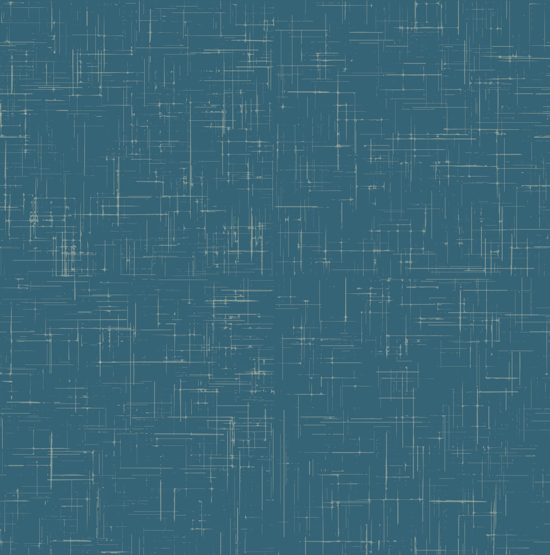 Living room using Linen Texture Wallpaper in a teal mid century finish