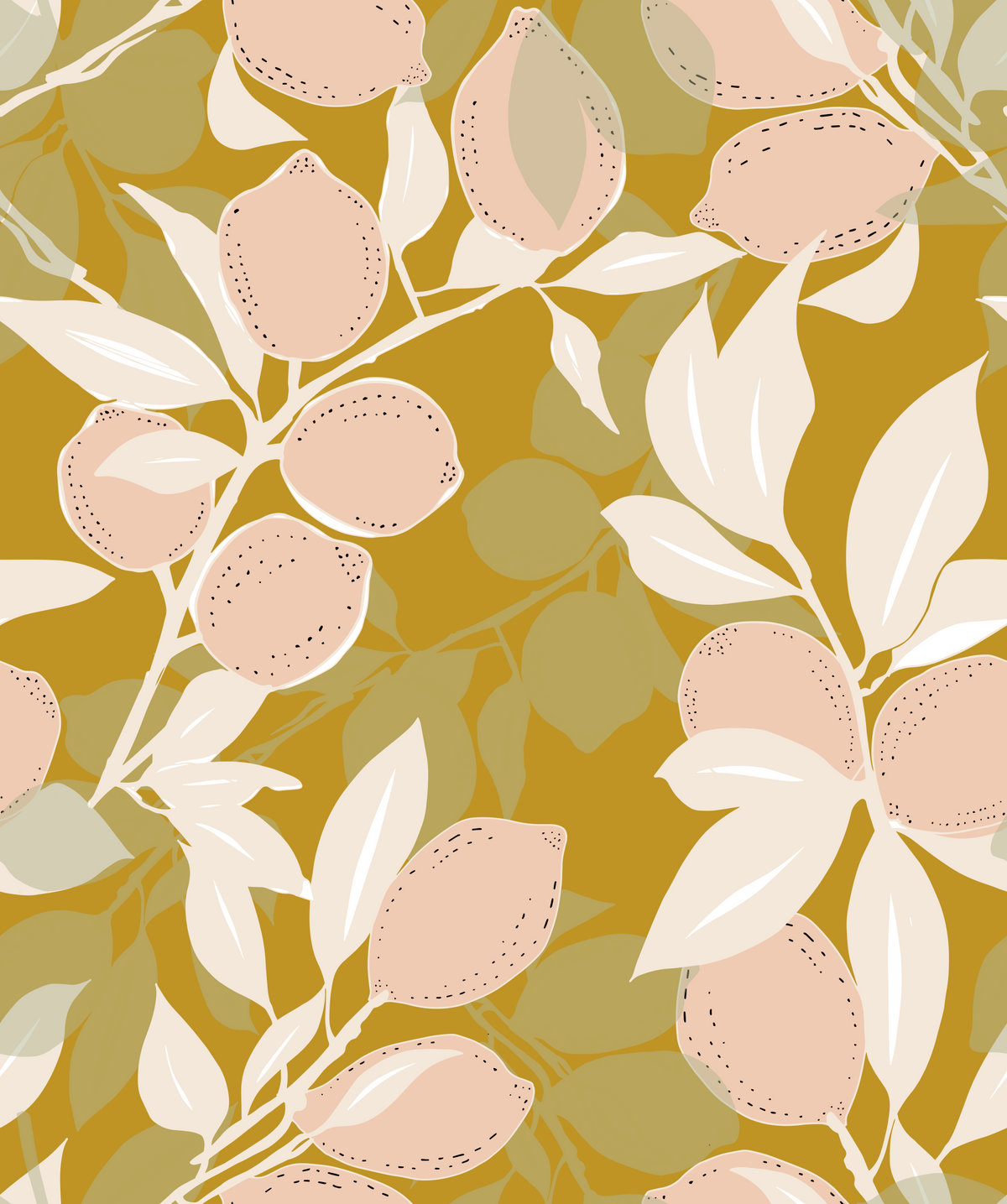 Mustard Lemon Wallpaper Mediterranean Kitchen Wallpaper⁠ in your room