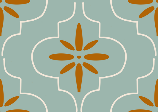 Teal Terracotta Tile Wallpaper Mediterranean Geometric Wallpaper⁠