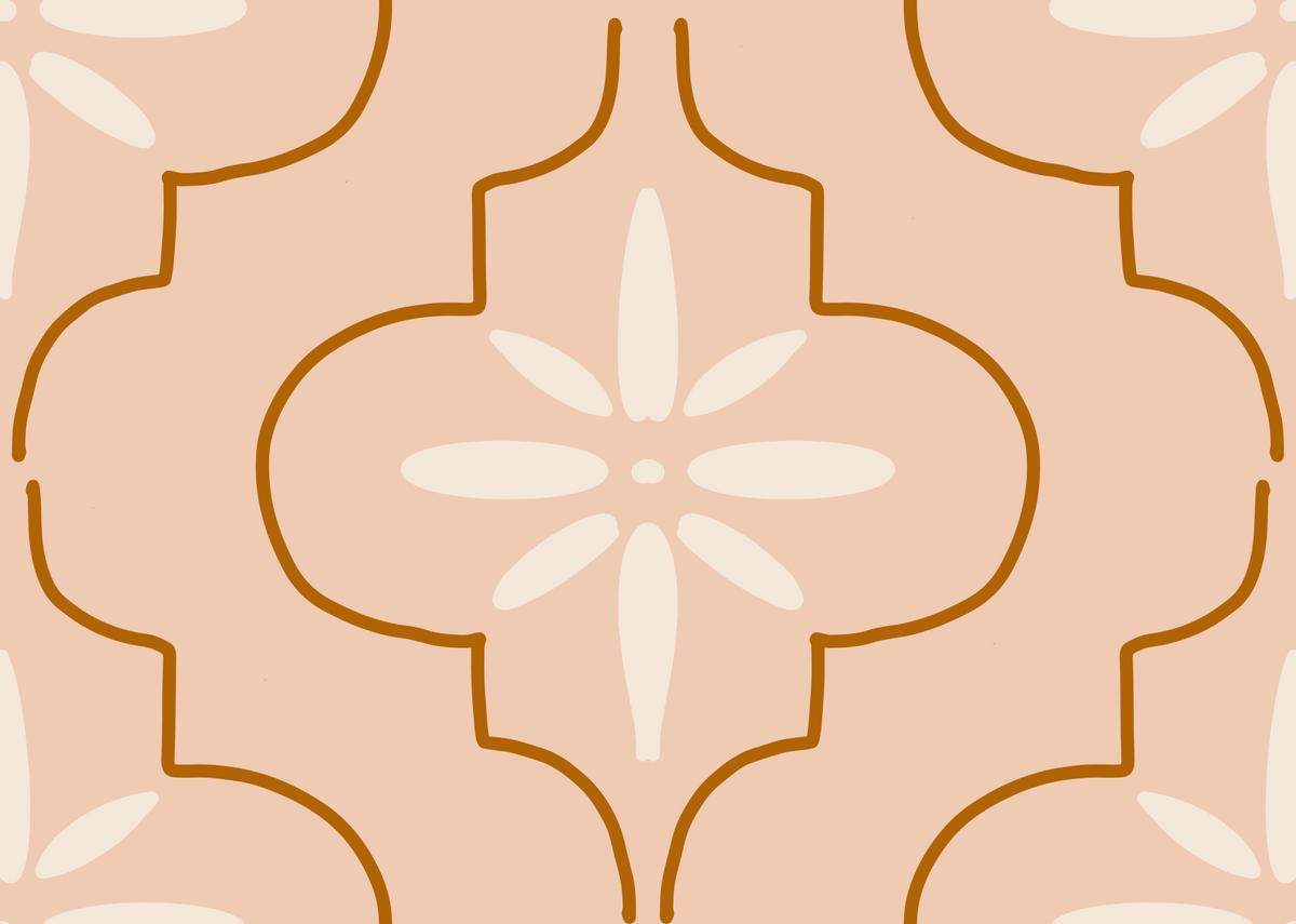 Peach Terracotta Tile Wallpaper Mediterranean Geometric Wallpaper⁠ in your room — zoomed