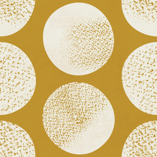 Organic Polka Dots Stippled Modern Cream on Mustard Wallpaper⁠