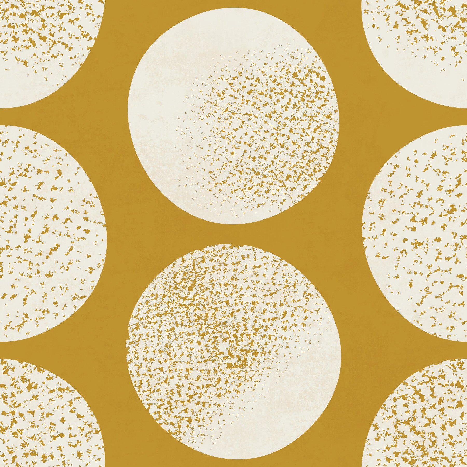 Organic Polka Dots Stippled Modern Cream on Mustard Wallpaper⁠