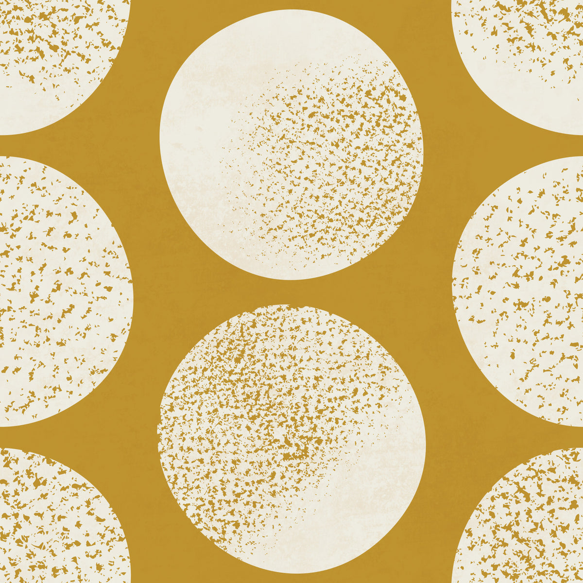 Organic Polka Dots Stippled Modern Cream on Mustard Wallpaper⁠ in your room — zoomed
