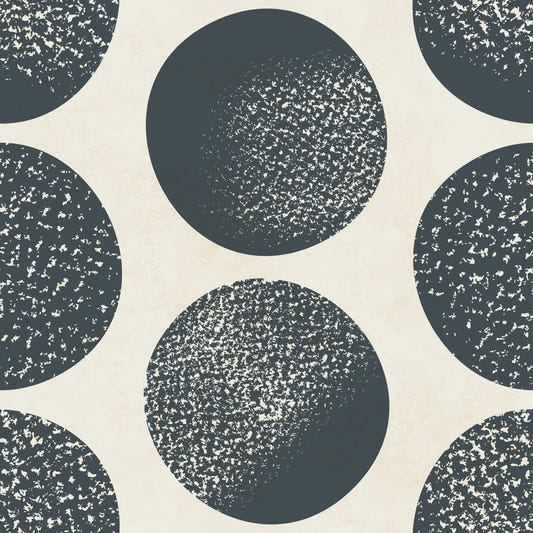 Organic Polka Dots Stippled Modern Dark Blue on Cream  Wallpaper⁠