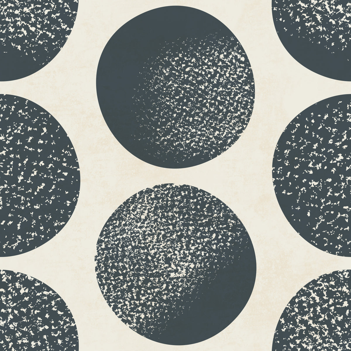 Organic Polka Dots Stippled Modern Dark Blue on Cream  Wallpaper⁠ in your room — zoomed