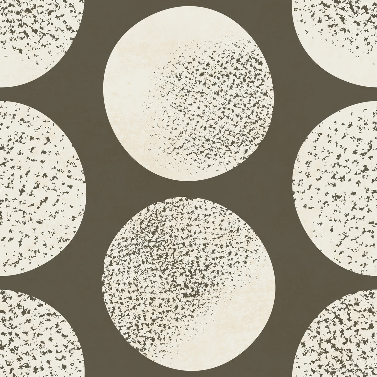Organic Polka Dots Stippled Modern Cream on Dark Brown Wallpaper⁠ in your room