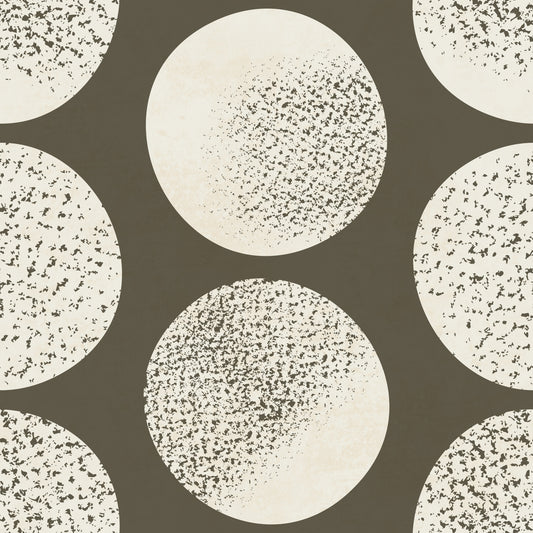 Organic Polka Dots Stippled Modern Cream on Dark Brown Wallpaper⁠